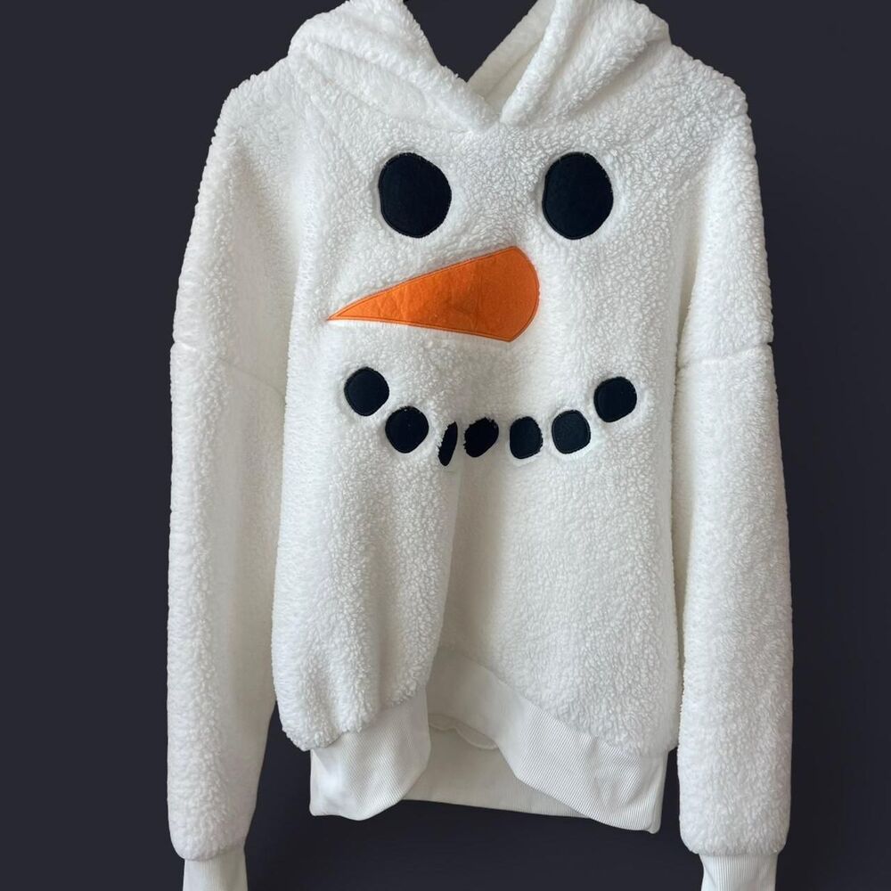 Holiday Olaf Snowman White Fluffy Hoodie